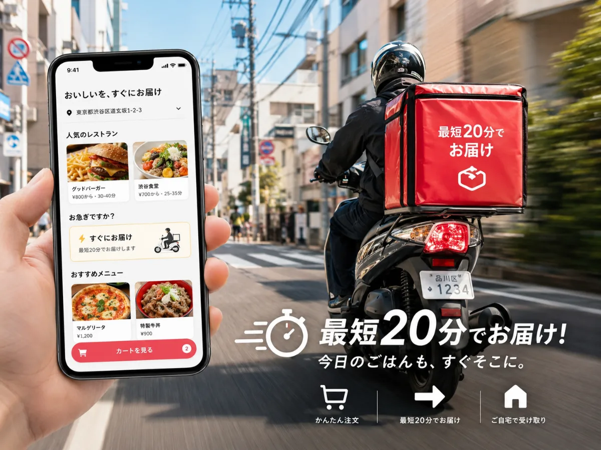 スマホで注文した商品が最短20分で届く即時デリバリー